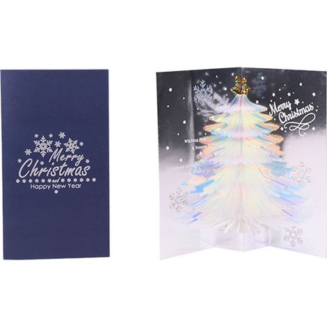 Lot de 2 cartes de vœux 3D de Noël avec message de bénédiction et arbre de Noël fantastique (1/4)