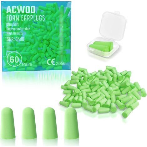 Tappi per le orecchie, 60 paia, SNR 34 dB, verdi, protezione dell'udito, cancellazione del rumore, sport, motociclismo, studio, sonno, concerti (1/5)
