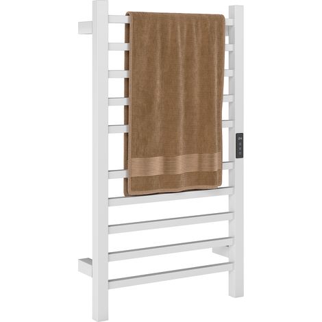 Sèche-serviettes électrique mural Wi-Fi, 10 barres, température réglable, minuterie IPX4 45x11x80 cm, blanc (1/5)