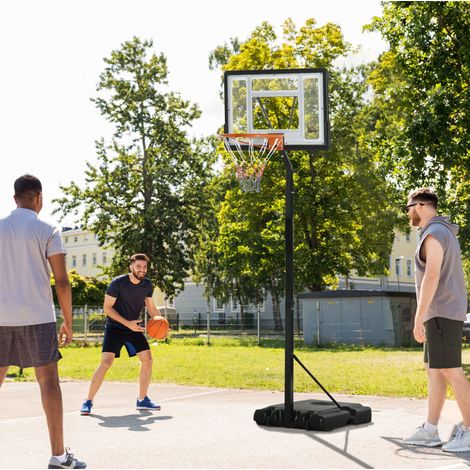 Canestro da basket regolabile 260-310 cm in metallo nero, mobile per giardino FloraGrace (1/5)
