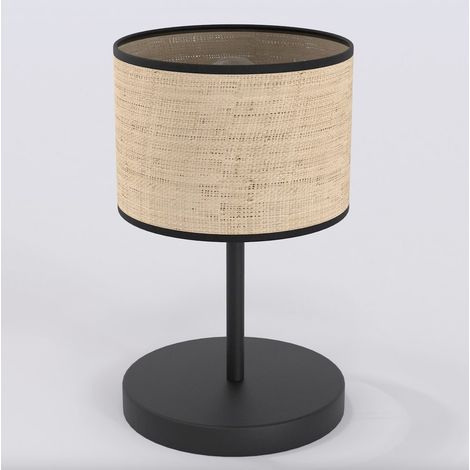 Lampada da tavolo ECO in acciaio nero e rattan