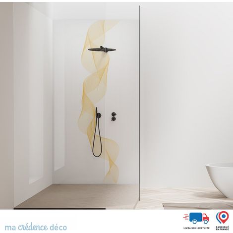Panneau de douche : Vague dorée 4 - Couleur jaune souffre - Alu composite - 90 - 245 (1/2)