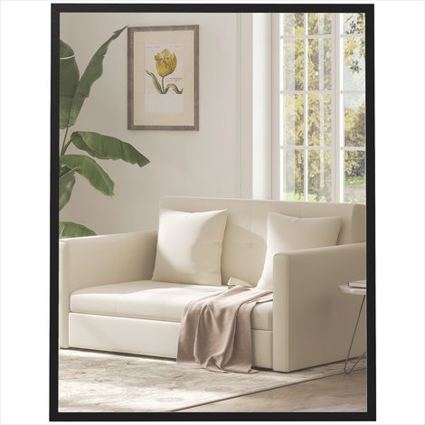 Décoration murale Miroir en verre 90 x 70 cm cadre MDF noir (1/5)
