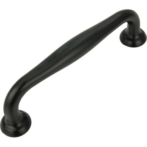 Poignées de meubles élégantes en aluminium noir, entraxe de 96 mm : un design intemporel idéal pour les cuisines, les commodes et les tiroirs. Finition noir mat. Vis de fixation incluses. (1/4)