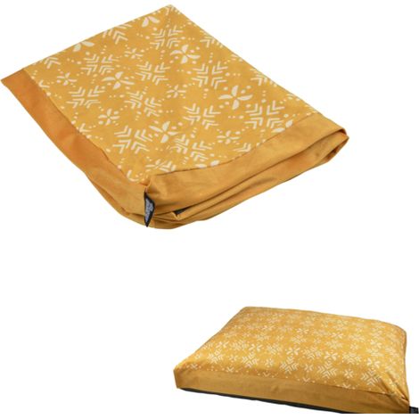 Housse de coussin rectangle avec motifs Ethnic - Bords en velours - Jaune - L 80 x 60 cm - Livraison gratuite (1/5)
