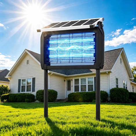 Lampe solaire anti-moustiques d'extérieur, lampe anti-mouches 4500 V Batterie 4000 mAh, étanchéité IPX5, répulsif à insectes sans fil avec piquet pour jardin, terrasse et camping (1/5)