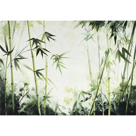 Papier peint panoramique bambou vert nature intissé 200x140 cm mural salon chambre déco murale (1/5)