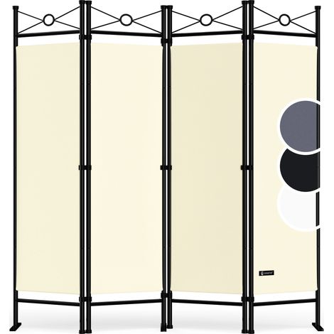 CASARIA® Paravent 180x163cm Flexibel Standfuß Blickdicht 30°C Waschbar Stabil Innen Wohnzimmer Trennwand Raumtrenner Stellwand  creme
