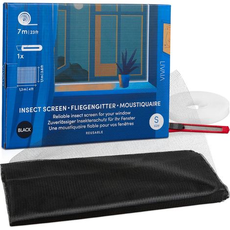 Zanzariera per Finestre Senza Fori Protettiva Nera 110x130 cm (1/5)