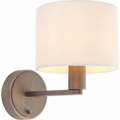 Applique Plaque Bronze Antique, Abat-Jour Rond En Tissu Marbre Avec Prise Usb (1/5)