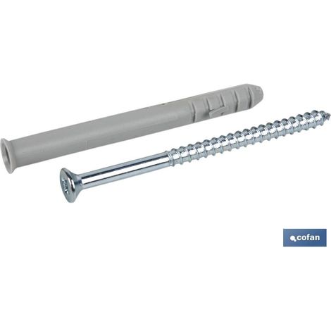 Pack 50 unidades taco largo de golpe con tornillo Pozidrive Ø10 x 160 mm
