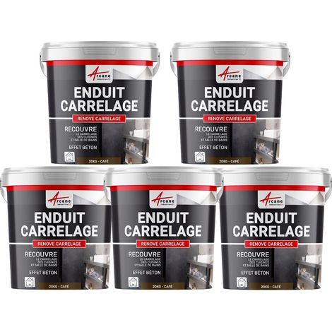 Enduit carrelage, salle de bain, cuisine, mural et sol, recouvre et rénove, faïence, masquage, renove carrelage - Offre Spéciale : 5 x 20KG Café - ARCANE INDUSTRIES