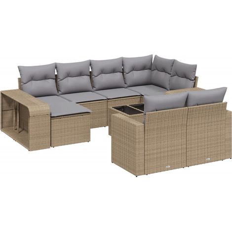 Maison Exclusive - Set de sofás de jardín 11pzas con cojines ratá (1/5)