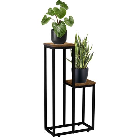 Portafiori da terra in rovere anticato rustico Black Hazel