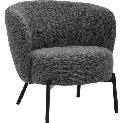 Fauteuil en tissu gris anthracite et pieds en métal Erya