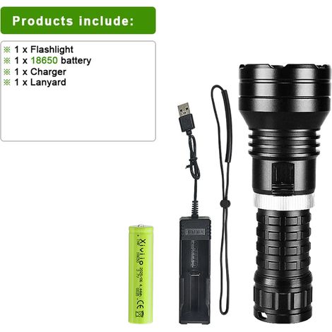 (XHP199 B) Lampe torche de plongée XHP360 puissante de 10 000 lm, étanche IPX8, lampe sous-marine professionnelle pour la plongée sous-marine, portée jusqu'à 1 000 m, LED haute puissance (1/5)