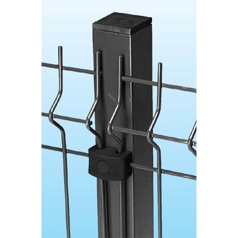 Palo Tubolare Quadro Antracite 50X50 mm - Altezza Palo 110 cm - Completo di 3 Piastrine per Fissaggio