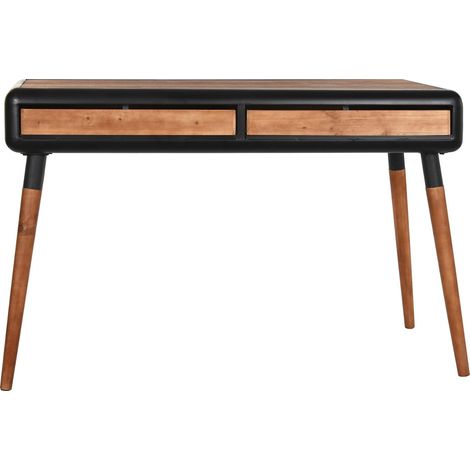 Table console en bois de sapin et métal coloris marron, noir - Longueur 120 x Profondeur 50 x hauteur 77 cm -PEGANE- (1/5)