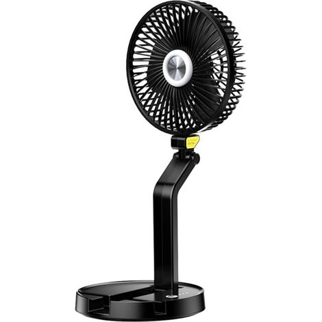 Ventilador de escritorio LED de 7 pulgadas, 5200 mAh, recargable, plegable, portátil, 3 velocidades, apto para montaje en pared, ideal para viajes, oficina y hogar.