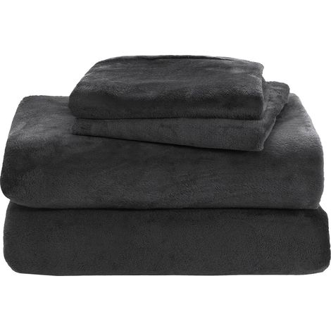 Ensemble de draps en microfibre polaire extra douce, format Queen  Draps en microfibre de luxe anti-boulochage, poches profondes  Collection Luxe Velours Sherpa