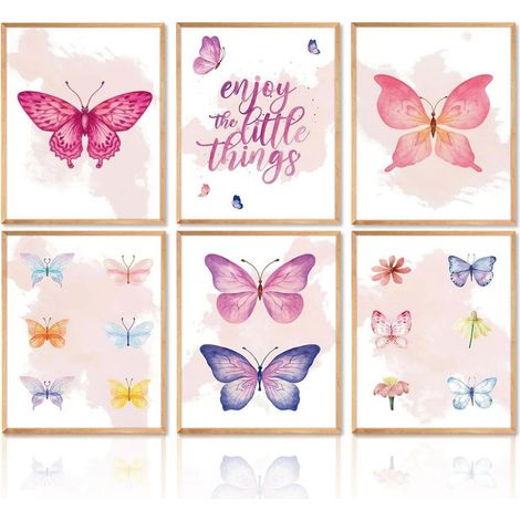 Lot de 6 affiches papillons aquarelle citations positives 20x25cm sans cadre (1/5)