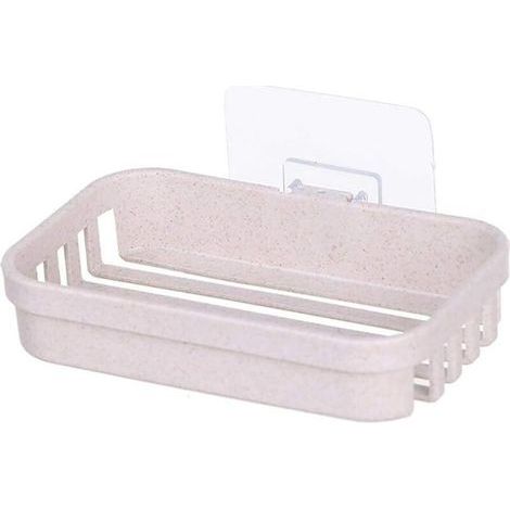 Porte Savon, Distributeur De Savon De Drainage Mural Non Marquant, Peut Garder Le Savon Sec Et Facile à Nettoyer, Utilisé dans Les Douches, Les Salles De Bain (Beige)-Ensoleillé (1/5)