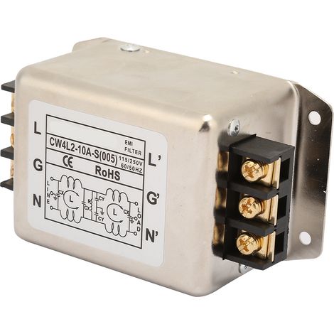 Borne de filtre EMI monophasée unipolaire bipolaire 115 V/250 V 10 A 50/60 Hz (1/5)