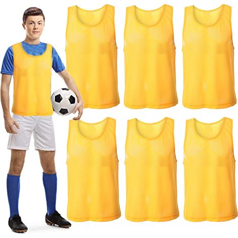 Pinnie - Maille Polyester - Pour Football Basket Ball - Adulte Enfant - Jaune - Lot de 6 (1/5)