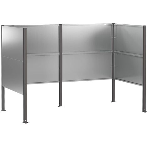 vidaXL Wheelie Bin Screen 167 x 85 x 113 cm Galvanised Steel Silver