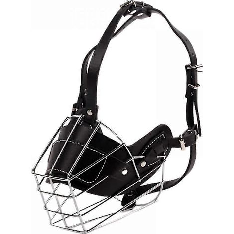 Filiyano-Muselière pour chien Pitbull, masque métallique, muselière en fil de fer, sangles en cuir réglables pour grands chiens (noir, XL)[co] (1/5)