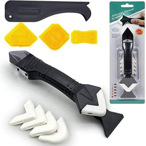 janue-Outil À Coulis En Silicone, Ensemble D'Outils De Lissage, Ensemble D'Outils De Calfeutrage En Cilicone 11 Pièces, Dissolvant En Silicone, Ensemble De Grattoirs En Silicone (1/5)