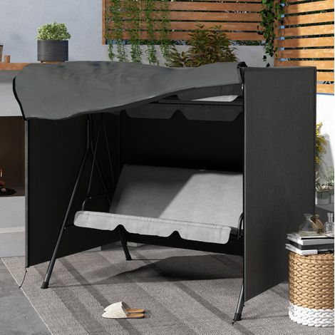 Copertura per dondolo da giardino in poliestere grigio scuro, resistente ai raggi UV, traspirante, con cerniera