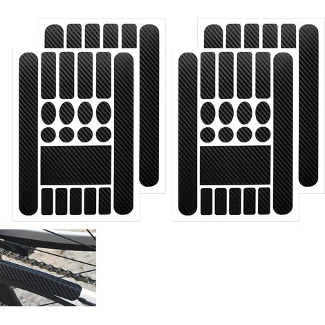 Lot de 4 films de protection de cadre de vélo - Autocollant carbone - Film de protection pour cadre, bases, VTT, vélo électrique (protection de peinture, résistant aux rayures) (1/5)