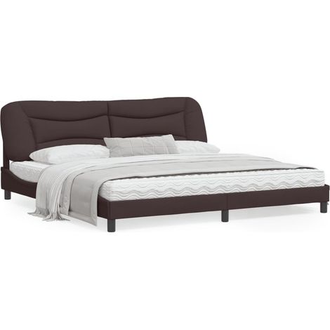 Cadre de lit avec tête de lit Marron foncé 200x200 Tissu (1/5)