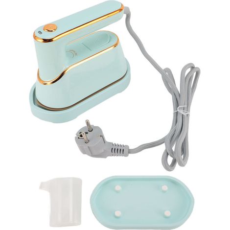 Plancha de vapor portátil de 1300 W y 20 s, precalentamiento rápido, mango giratorio para ropa de viaje, bomba de agua de turbina incorporada, azul cian (1/5)