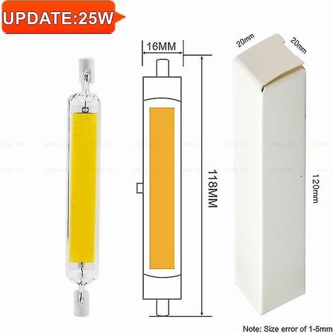 Ampoule LED R7s 78 mm 8 W 10 W, spot 118 mm 15 W 25 W, 110 V 220 V 230 V 240 V, tube en verre de remplacement pour ampoule COB 30 W (1/5)