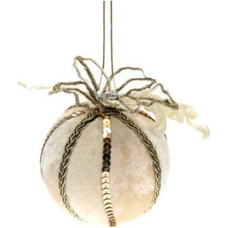 Sfera palla in velluto per albero di natale Ø10 cm - bronzo/oro - addobbo decorazione natale