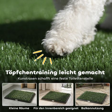 Toilettes pour chien 63 x 50,5 cm, 2 tapis en herbe synthétique lavables, parfait pour chiots, balcon ou intérieur, noir et vert. (1/4)