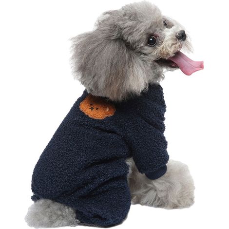Pigiama per cani in flanella blu navy – 1 pezzo, taglia unica, morbido e confortevole per gli animali domestici