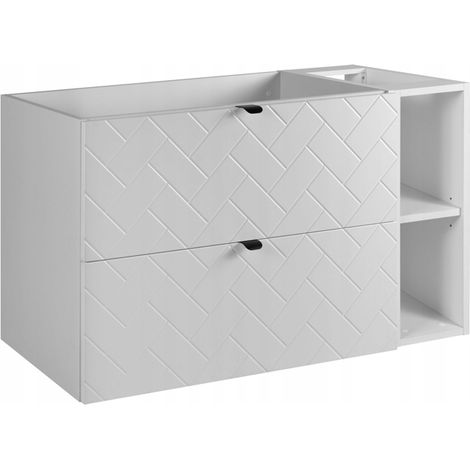 Rodan Waschbeckenunterschrank 100 cm, Weiß Matt, 46 x 100 x 60,7 cm, ohne Waschtischplatte, mit weißem Badregal, feuchtraumgeeignet, Badmöbel