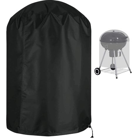 Housse pour Barbecue Sphérique Imperméable Anti-déchirure Tissu Oxford Anti-UV avec Sangle latérale Coupe-Vent Noir Φ77 x 58 cm (1/5)