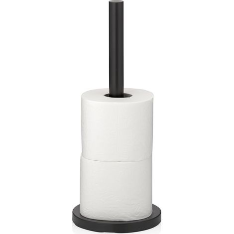 Rangement de Papier Toilette Carta, 37 cm, Distributeur de Papier Toilette Vertical pour 3 Rouleaux de Rechange, Distributeur de Papier Toilette en Acier Inoxydable sans perçage, Noir Mat (1/5)