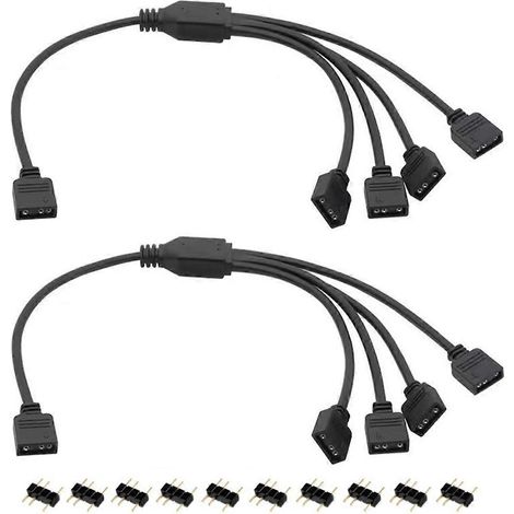 Câble répartiteur ARGB (2 pièces), 1 vers 4 femelles, 5 V, 3 broches, câble d'extension répartiteur RGB adressable (1/5)