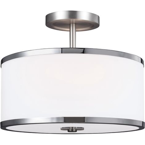 Elstead Prospect Park - 2 Light Semi Flush Deckenleuchte Chrom, Satin Nickel, E27 (1/5)