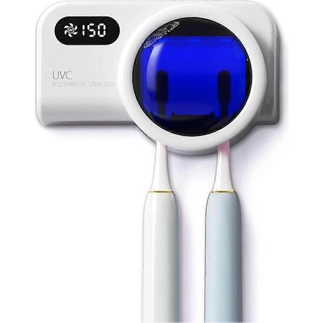 Porte-brosse à dents et nettoyeur, nettoyage et séchage à l'air libre, rechargeable, mural, pour toutes les brosses à dents électriques et manuelles (1/5)