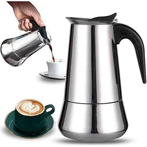 Cafetière italienne 12 tasses en acier inoxydable compatible tous types de feux 12 tasses (1/5)