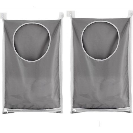 Wäschebeutel mit großem Fassungsvermögen (2er-Pack), Kleideraufhänger für Kleiderschrank, ideal für Badezimmer, Schlafzimmer und Garderobe (Grau) (1/4)