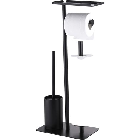 Toilettenpapierhalter, Edelstahl, freistehendes Design, schwarz (1/2)