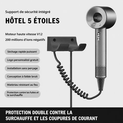 Sèche-cheveux mural haute vitesse 1600W gris luxe pour hôtel réf 9900 900 g – Livraison gratuite