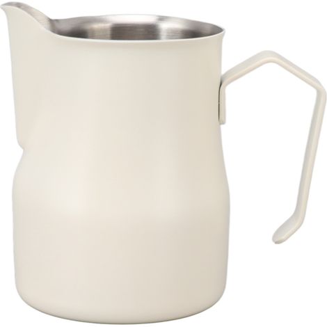 Pichet à Lait en Acier Inoxydable, Bec Verseur, Tasse à café et Latte, pour le Bureau et la Maison (Blanc Mat 350ml). (1/5)